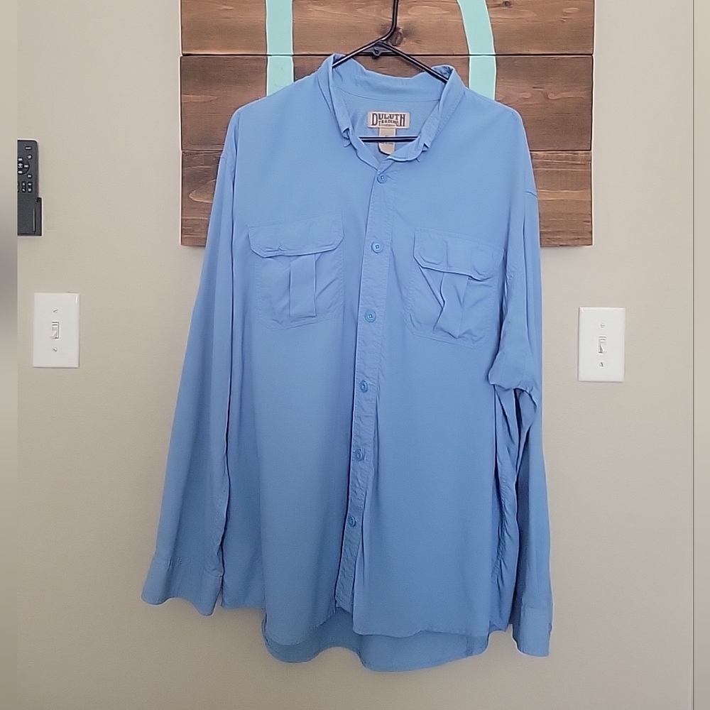 Duluth Trading Co Blue Casual Button Down Shirt Size XL